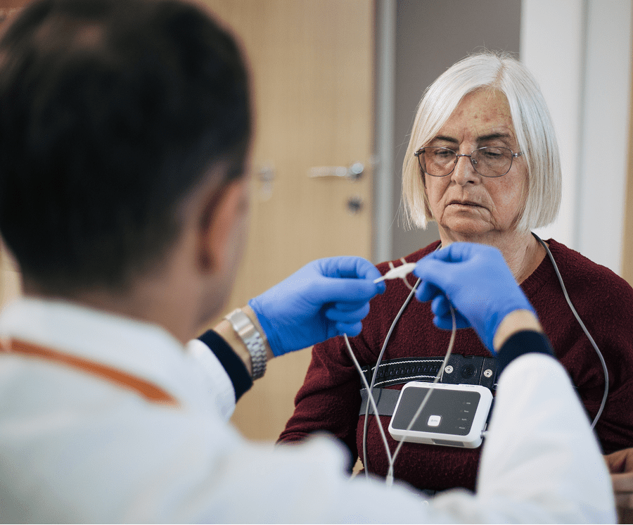 Doctor preparing patient for medical test